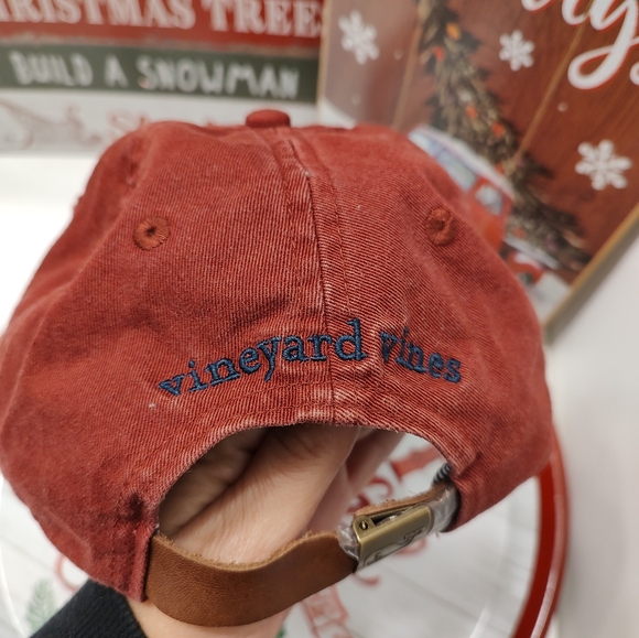 🥰GUC Vineyard Vines Unisex Wear Leather Adjustable Back Cotton Hat, Maroon, OSF - Picture 10 of 14